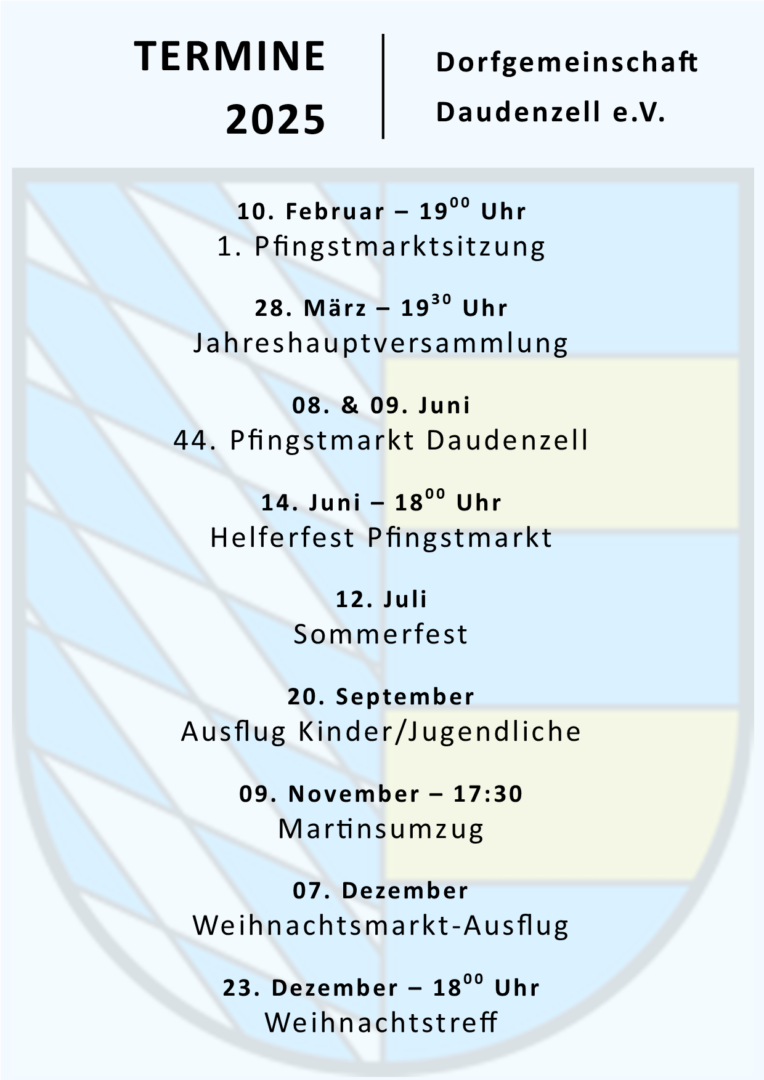 Terminübersicht 2025